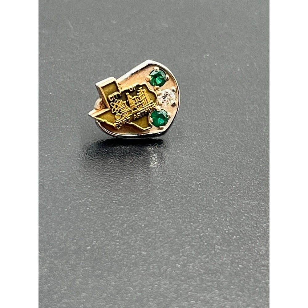 CTO Vintage City of Port Arthur Texas Oil 10k‎ Emerald and Diamond Lapel Pin - Picture 8 of 14